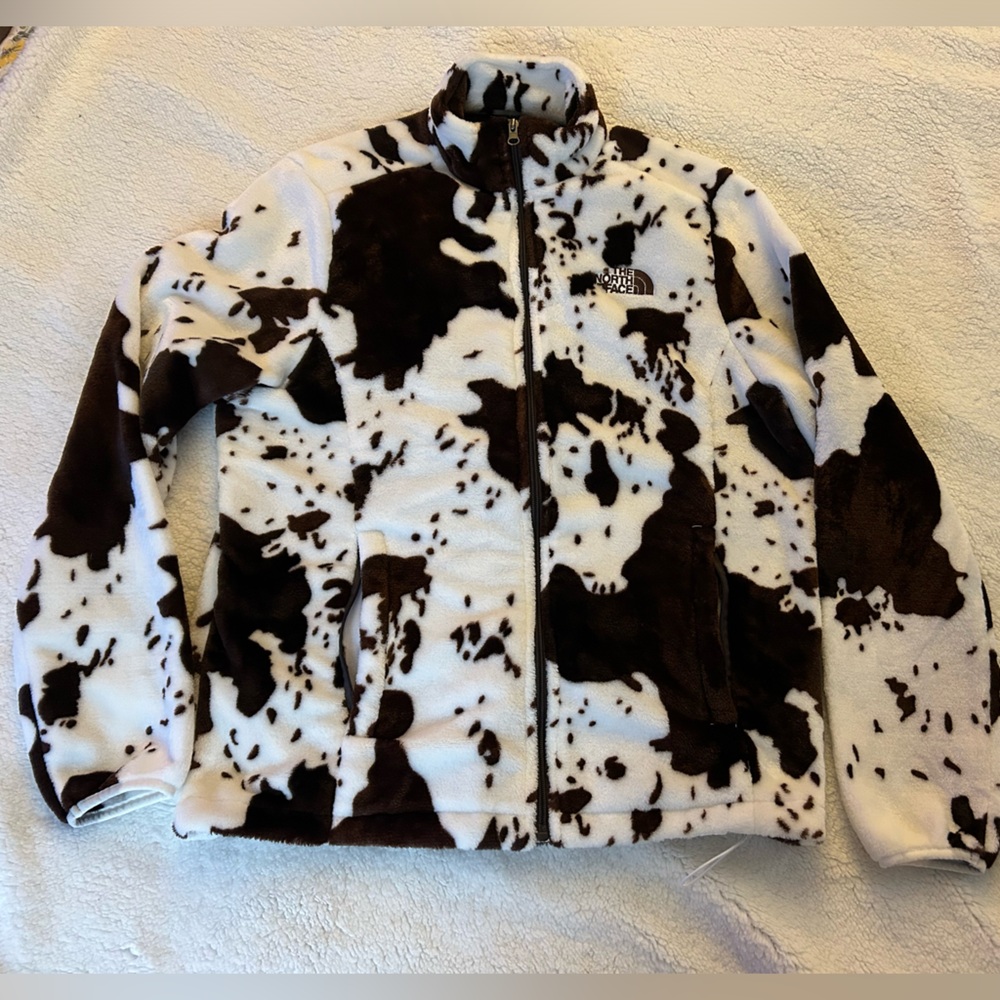 Women’s The North Face Cow Print Fleece Jacket Size XXL (Fits like medium/large)